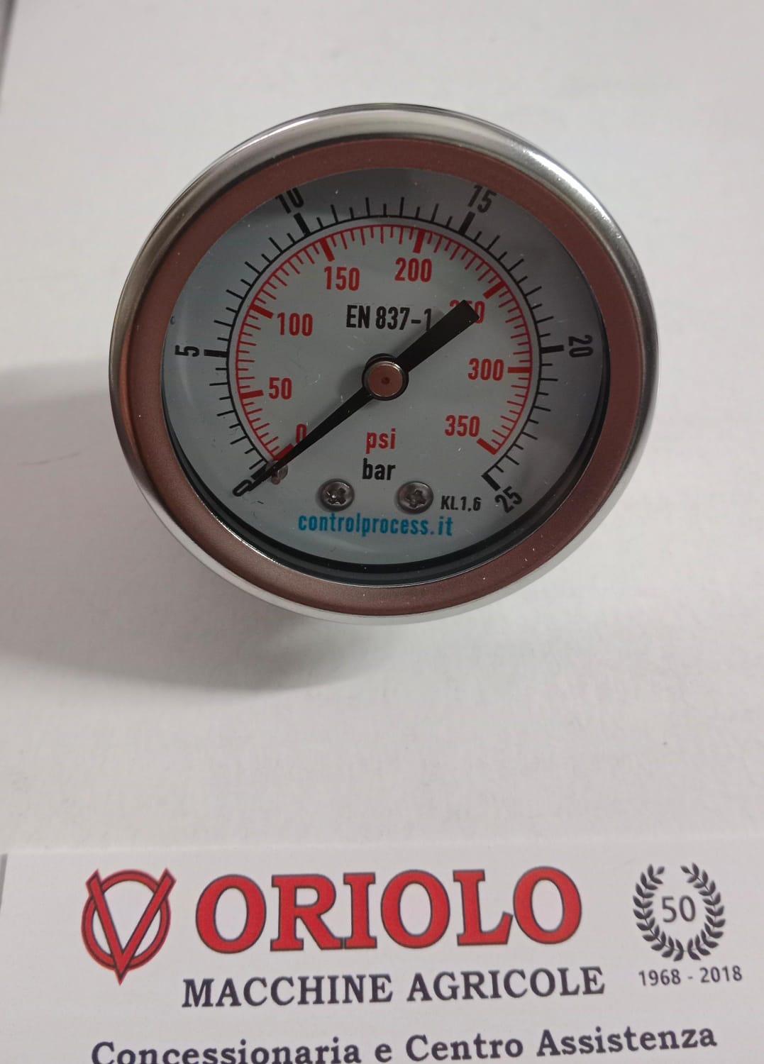 MANOMETRO ORIZZONTALE CON GLICERINA D.52 CON BORDO 58 mm  Bar 25